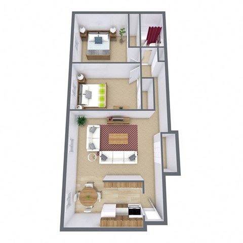 The Edge of Uptown Apartments in St. Louis Park, MN | Two Bedroom Floor Plan 21A